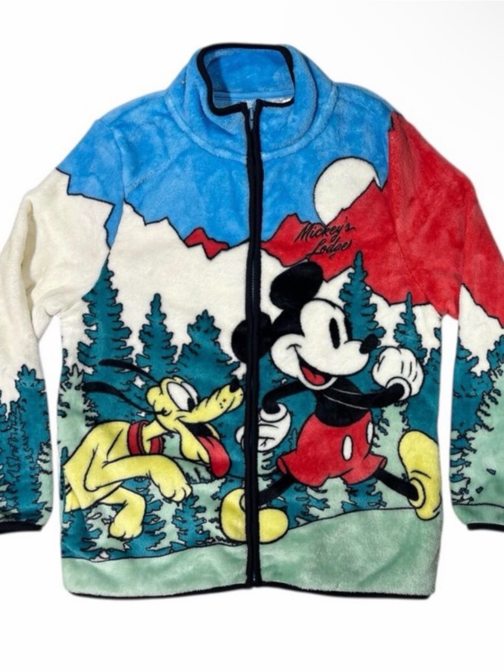 Disney Mickey Mouse & Pluto Women’s Plush Jacket - Multicolor Sz S